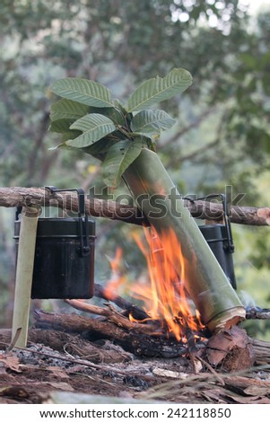 touristic cauldron in a camp fire