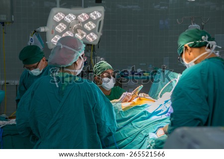 BANGKOK,Thailand-march:31, 2015:The doctor and staff are treating with open heart cardiac bypass surgery in full operation room