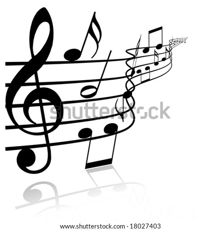 Black And White Musical Notes. lack notes on white