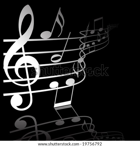 Music Backgrounds on Music Theme   White Notes On Black Background Stock Vector 19756792