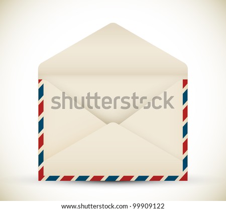 Vector open vintage air mail envelope icon
