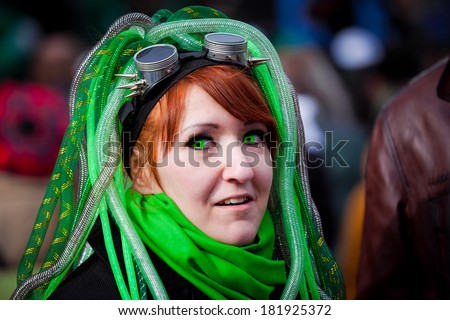 MOSCOW, RUSSIA - MARCH 15:  St. Patrick\'s Day first celebrated in Sokolnink park in Moscow , March 15, 2014 in Moscow, Russia. St. Patrick\'s Day became a traditional holiday in Moscow.
