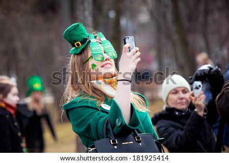 MOSCOW, RUSSIA - MARCH 15:  St. Patrick\'s Day first celebrated in Sokolnink park in Moscow , March 15, 2014 in Moscow, Russia. St. Patrick\'s Day became a traditional holiday in Moscow.
