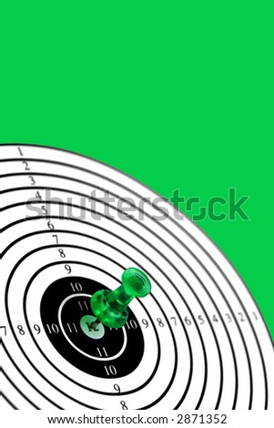 target or target-card with green pin isolated on green background, get your targets ,see also my other images of targets