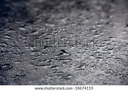 abstract background of water drops on textile texture. focus on the center