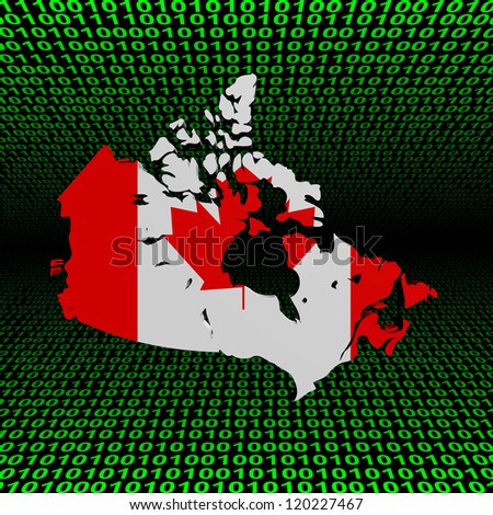Canada map flag over binary background illustration