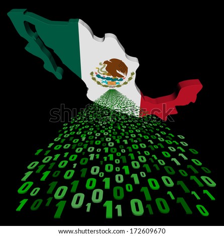 Mexico map flag with binary foreground illustration