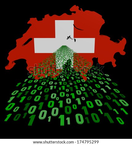 Switzerland map flag with binary foreground illustration