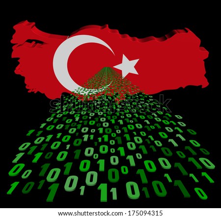 Turkey map flag with binary foreground illustration