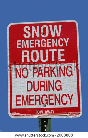 Emergency snow route sign Washington DC
