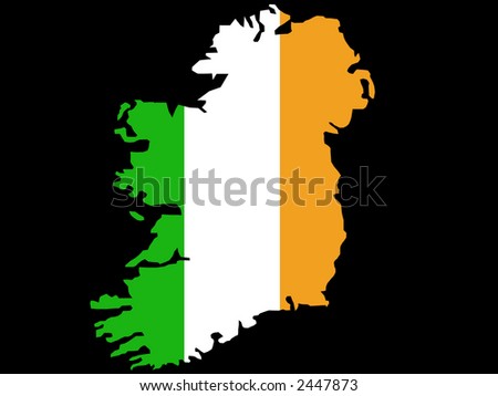 of Ireland map and flag