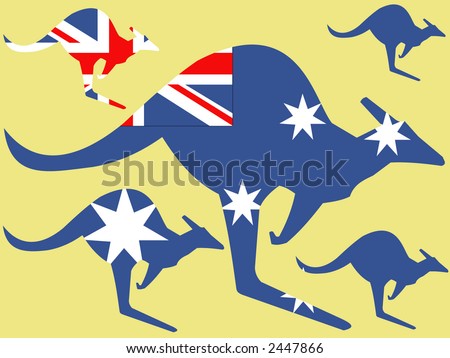 Kangaroo And Australian Flag