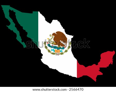 mexico map flag. stock vector : map of Mexico