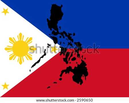 stock vector map of Philippines and filipino flag illustration