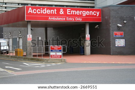 Accident and Emergency entrance at hospital