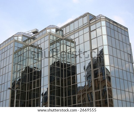 modern office building with tinted windows