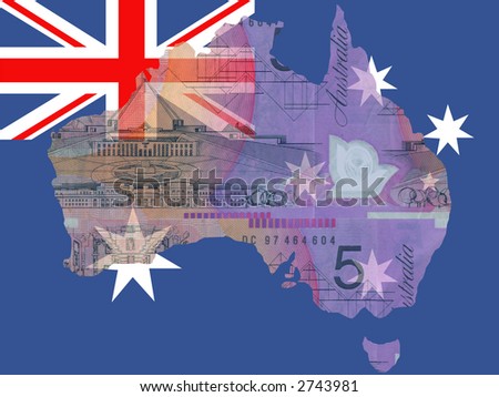 map of australia with flag. map of Australia and flag
