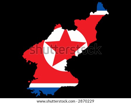 north korea flag map. stock vector : map of North
