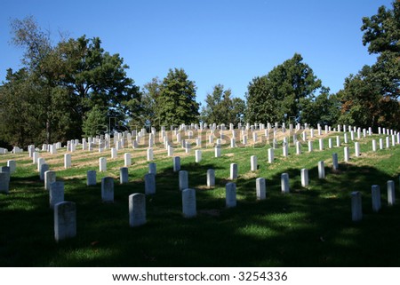numerous gravestones in Arlington cemetery Virginia USA