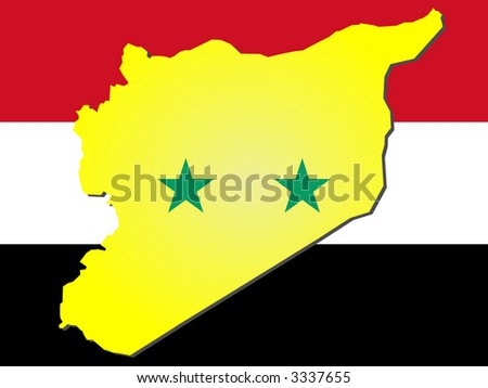 map of syria and syrian flag