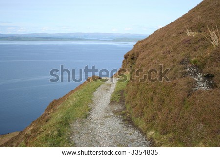 walking path leading to coast Isle of Arran Scotland