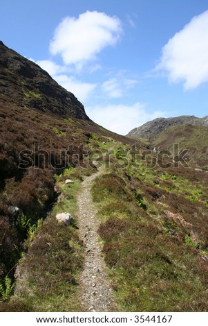 uphill walking path on Isle of Harris Outer Hebrides Scotland