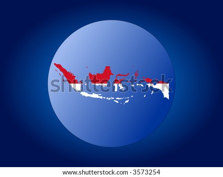 indonesian flag and map. stock vector : map and flag of