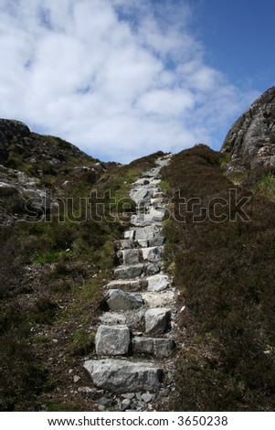 uphill walking path on Isle of Harris Outer Hebrides Scotland