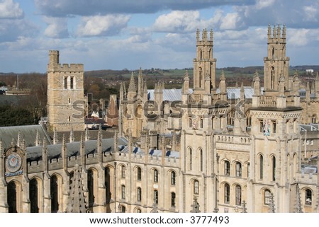 All souls college viewed from St mary the virgin church Oxford
