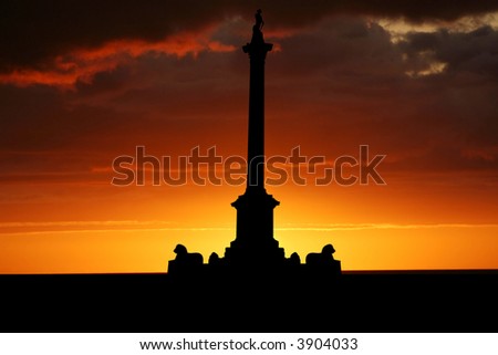 Nelson Column Trafalgar Square at sunset illustration
