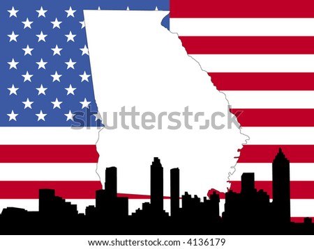 flag with Atlanta skyline