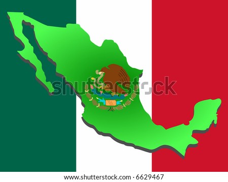 mexico map flag. stock photo : map of Mexico