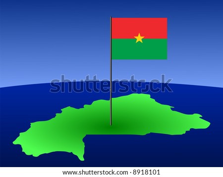 map of Burkina-Faso and their flag