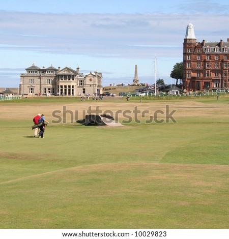 Golfers walking back to Club House, St Andrews
