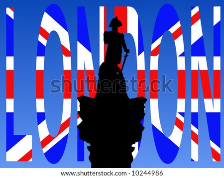 Nelson\'s Column Trafalgar Square with flag text JPG