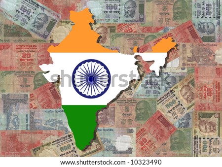 Map of India with Indian Rupees illustration