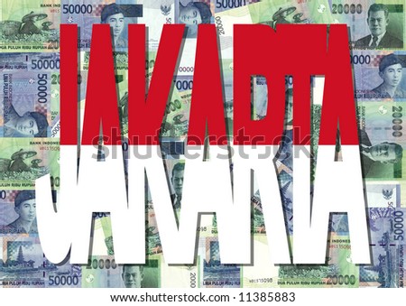 indonesian currency images. stock photo : Jakarta text with collage of colourful indonesian currency