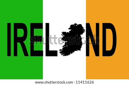 map of ireland in irish language. stock photo : Ireland text