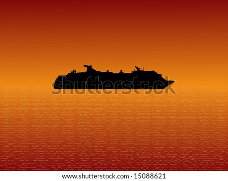 Cruise ship at sunset with beautiful sea and sky JPG