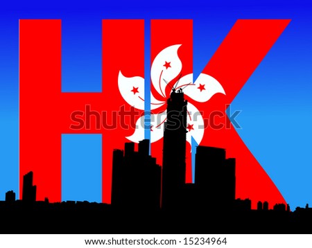 hong kong flag. Hong Kong with flag text