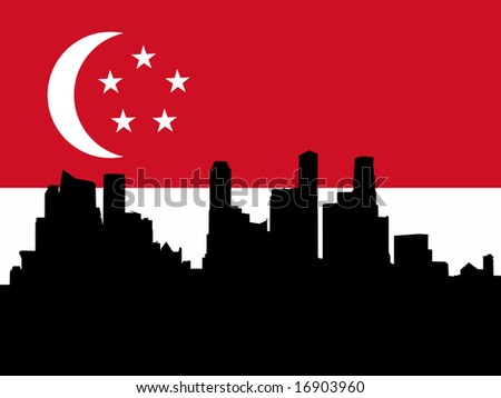 against Singaporean flag