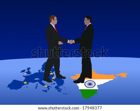 European and Indian business men meeting with handshake