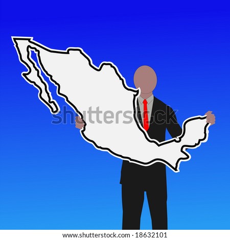 Business man with Mexico sign and blue sky illustration JPEG