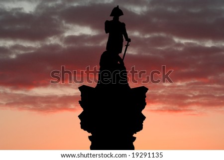 Nelson Column Trafalgar Square at sunset illustration