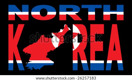 north korea flag map. stock photo : North Korea text