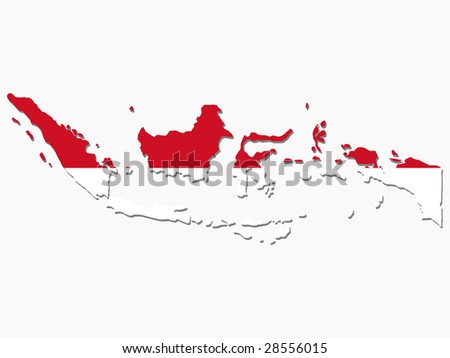 indonesian flag and map. and Indonesian flag
