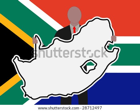 Business man with South Africa sign with South African flag illustration JPEG