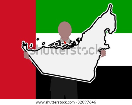 Business man with UAE sign and flag illustration JPEG