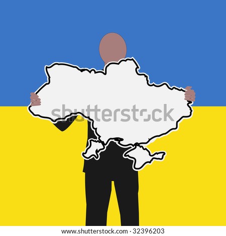 Business man with Ukraine sign and flag illustration JPEG