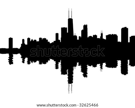 black and white chicago skyline. stock vector : Chicago skyline